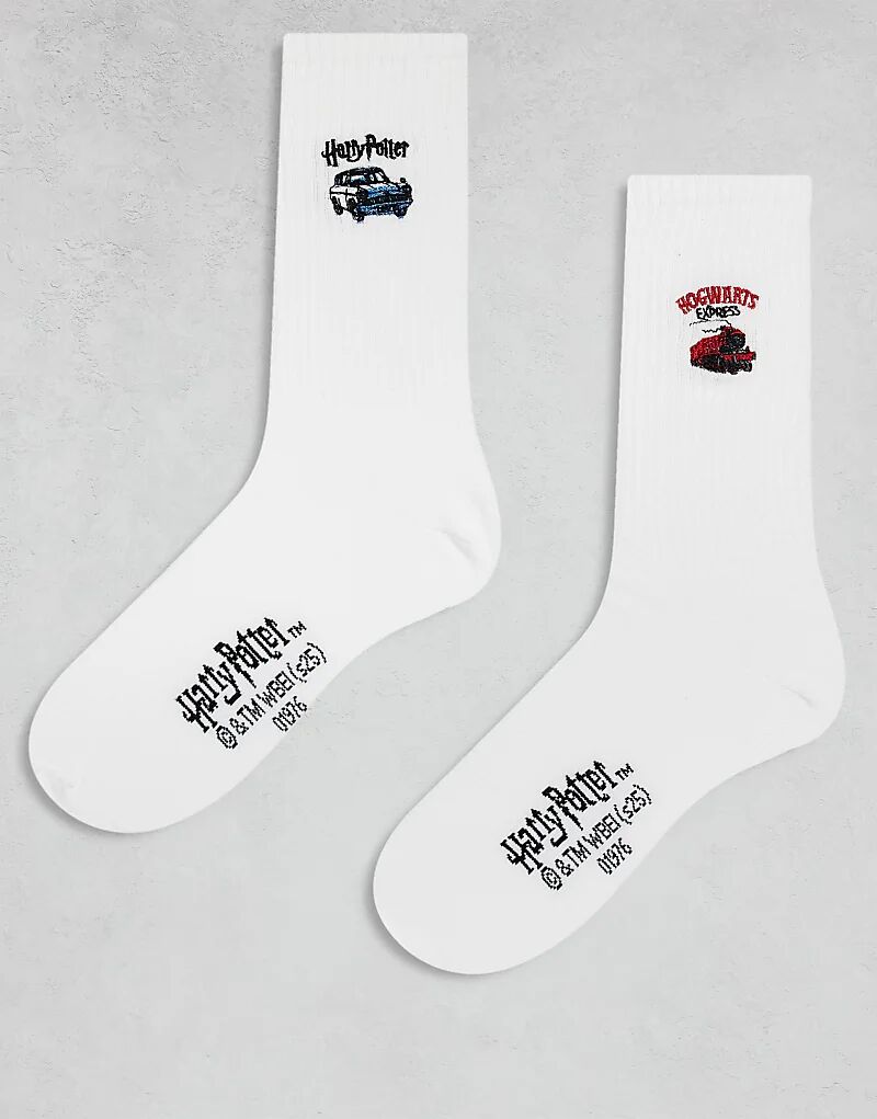 

ASOS DESIGN 2 Пары носков с графикой Гарри Поттера белого цвета