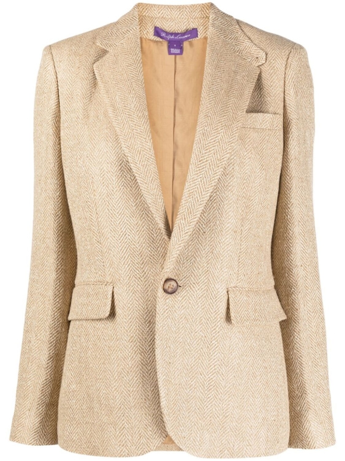 

Ralph Lauren Collection однобортный блейзер Kayli с узором в елочку, нейтральный цвет
