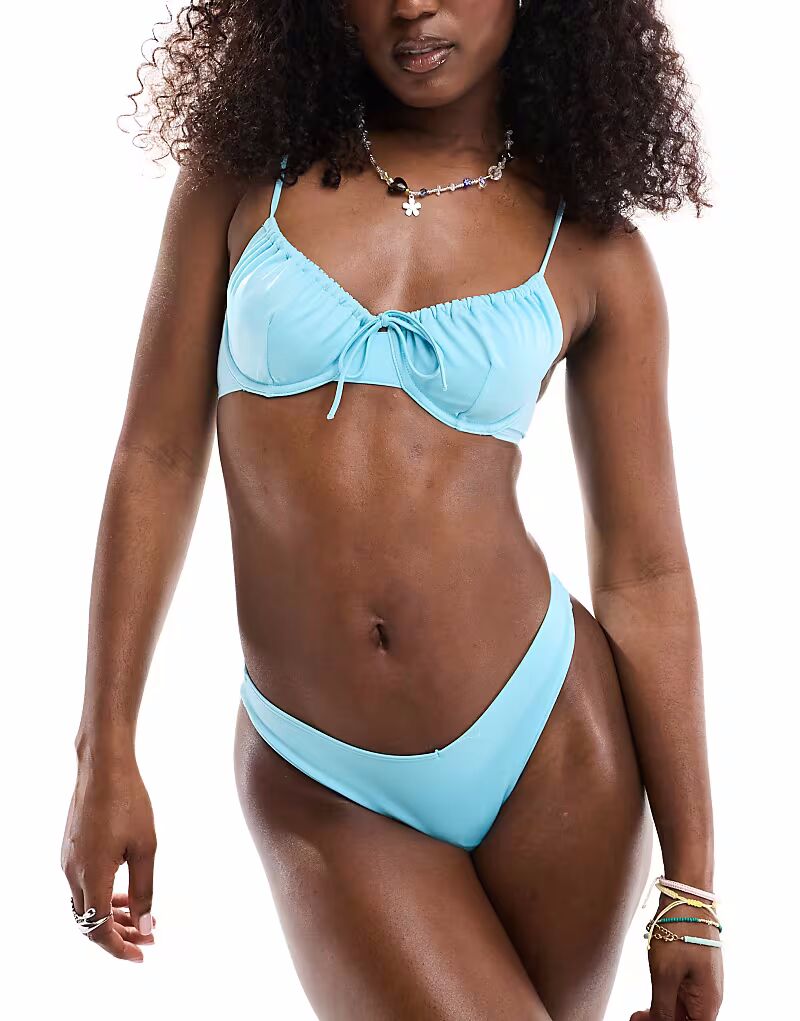 

Бикини-топ на косточках Mix and Match синего цвета Monki