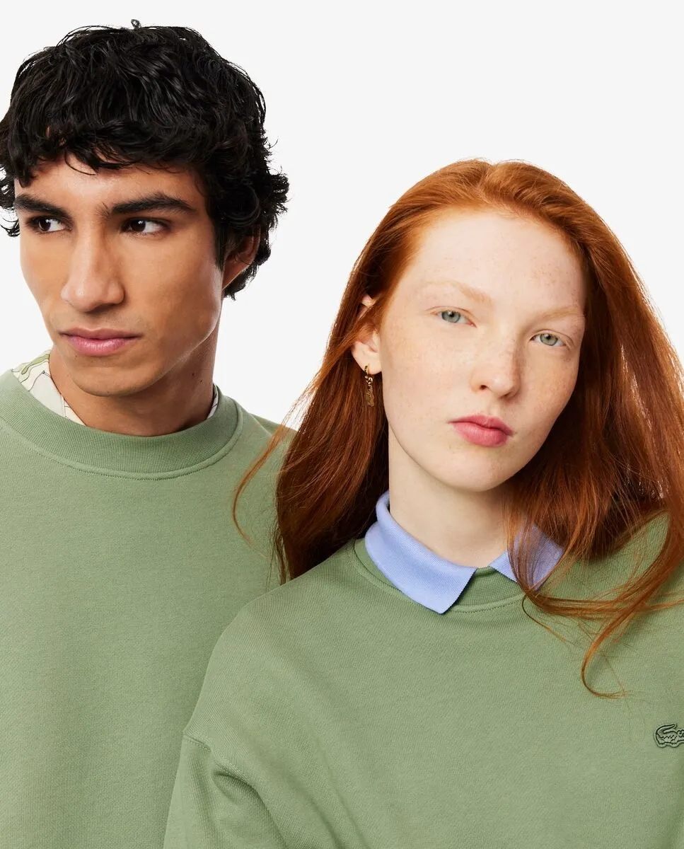 Унисекс толстовка из толстого флиса свободного кроя синего цвета Lacoste — фото 3