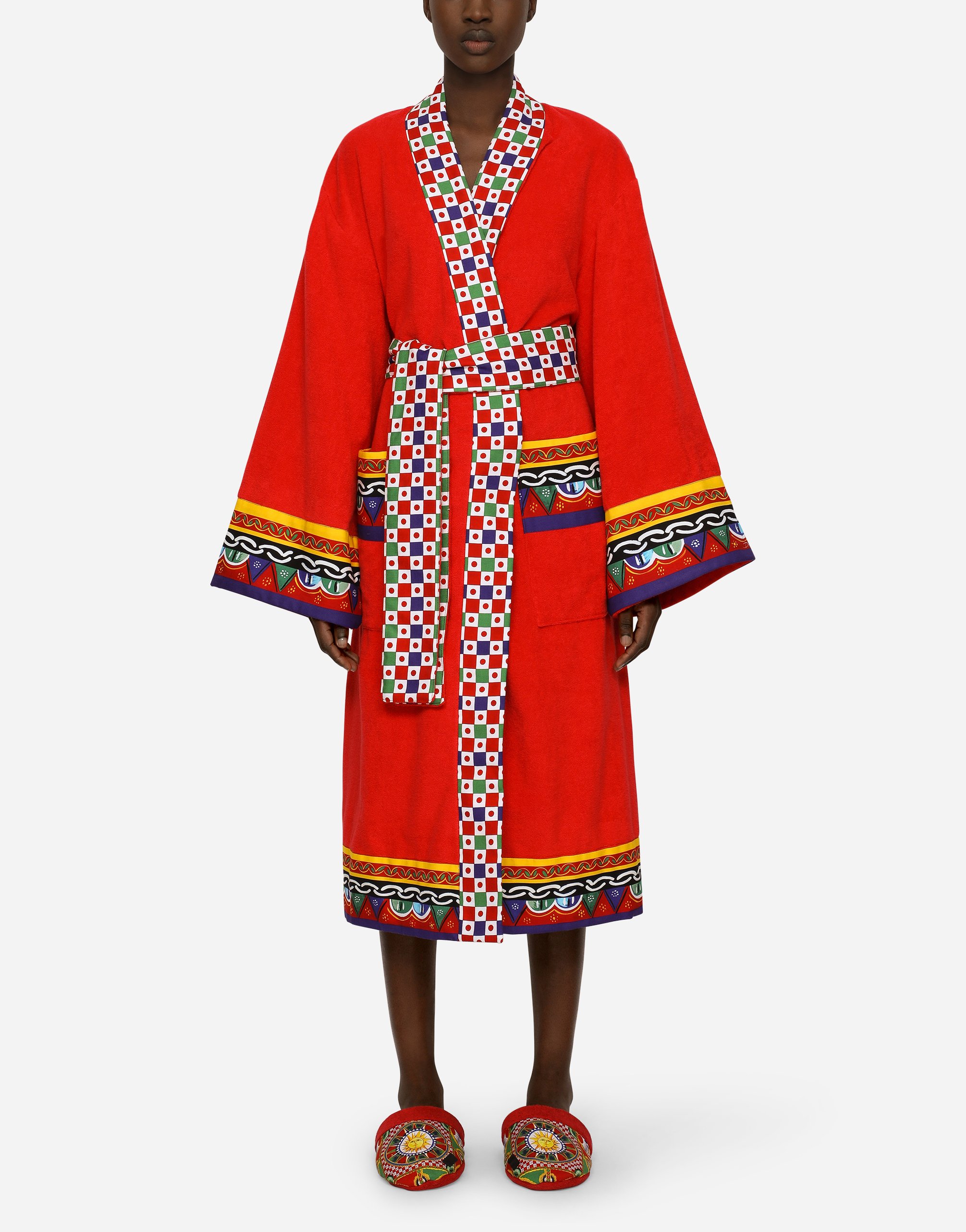 Хлопковый махровый халат Dolce & Gabbana, мультиколор — фото 3