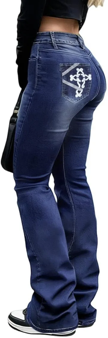 

Cuyulitcik Женские джинсы Plus Size Stretchy Bootcut High Waisted QERINTE