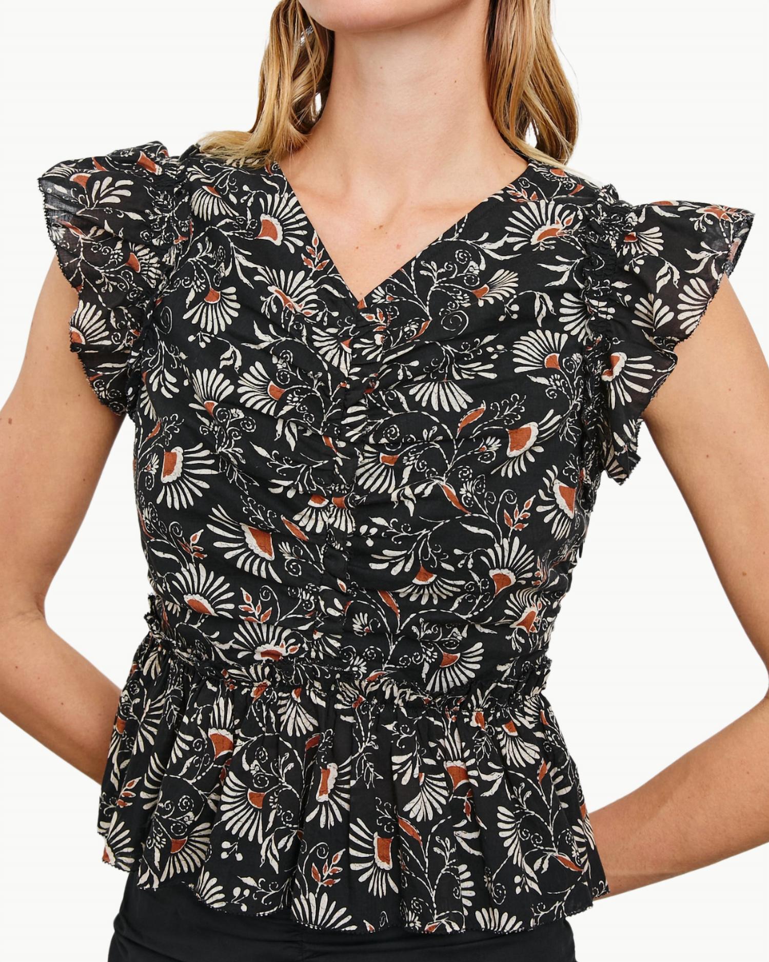 

Топ Cali с воланами на рукавах в цвете кассии Rails, Cassia