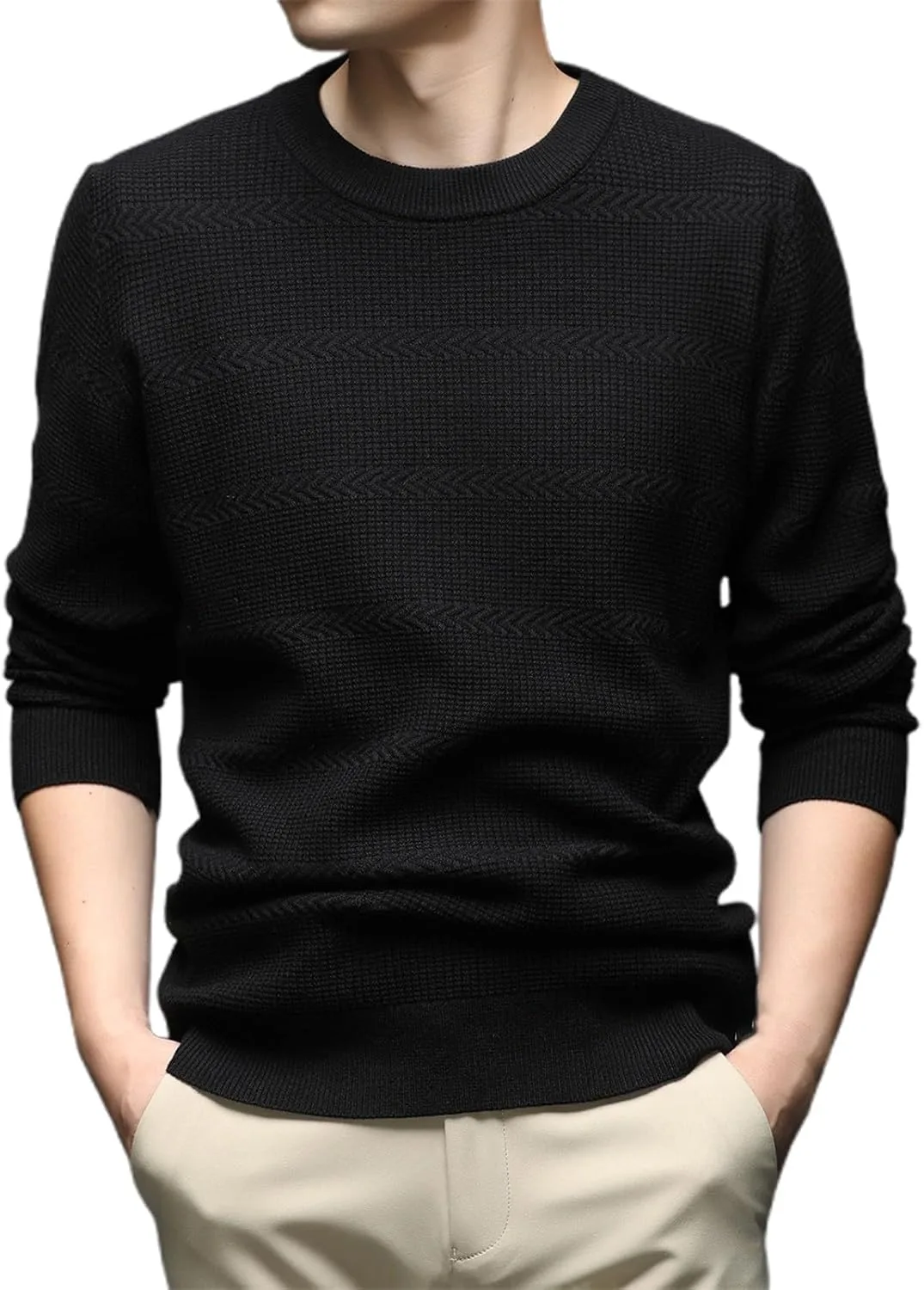 

Мужской свитер Casual Warm Slim Fit Pullover с ребристым узором