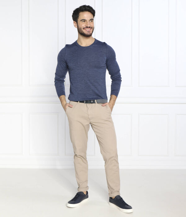 Шерстяной свитер перевивочный Slim fit Boss, синий — фото 2