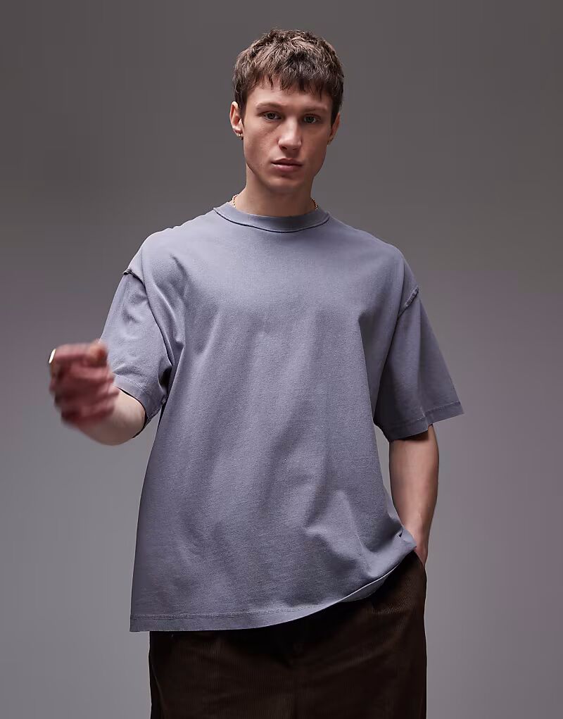 

Футболка Topman extreme oversize с необработанными швами серого цвета