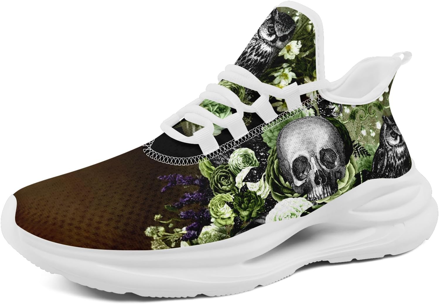 

Мужские беговые кроссовки AWSOLE в готическом стиле, с черепами, легкие, дышащие, модные кроссовки, повседневные спортивные для тренажерного зала и прогулок, белый/зеленый/коричневый/серый/светло-зеленый