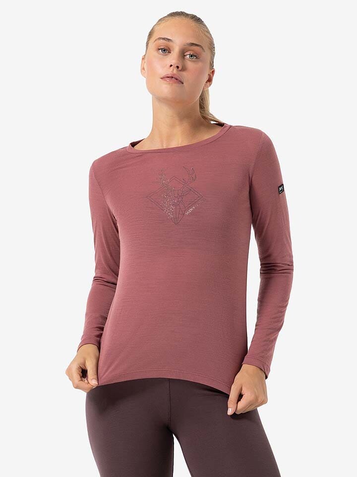 

Лонгслив super.natural Funktionslongsleeve Deer Art, розовый