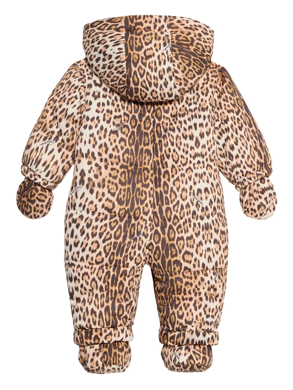 Дутый комбинезон с леопардовым принтом и капюшоном Roberto Cavalli Junior, бежевый — фото 2