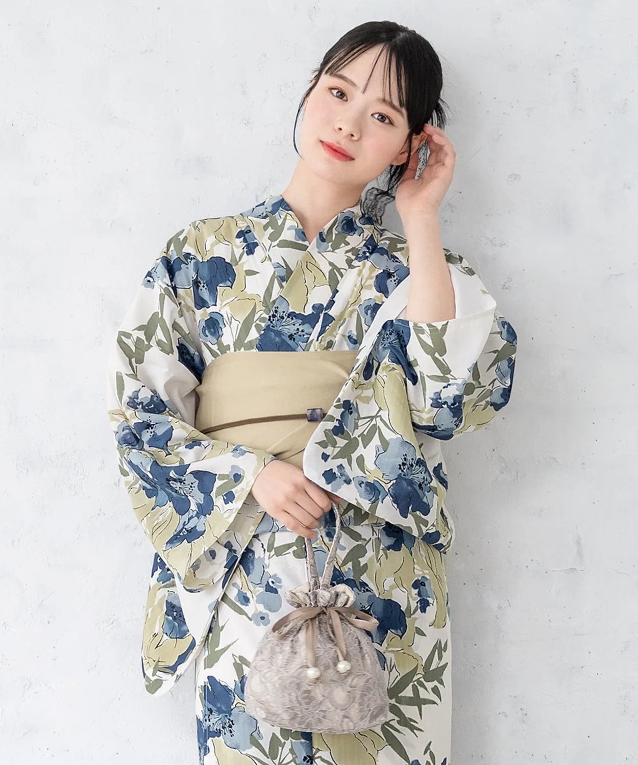 Двухчастное раздельное кимоно Yukata 3 предмета (верх, низ, оби, подкладка) SOUBIEN тёмно-синий