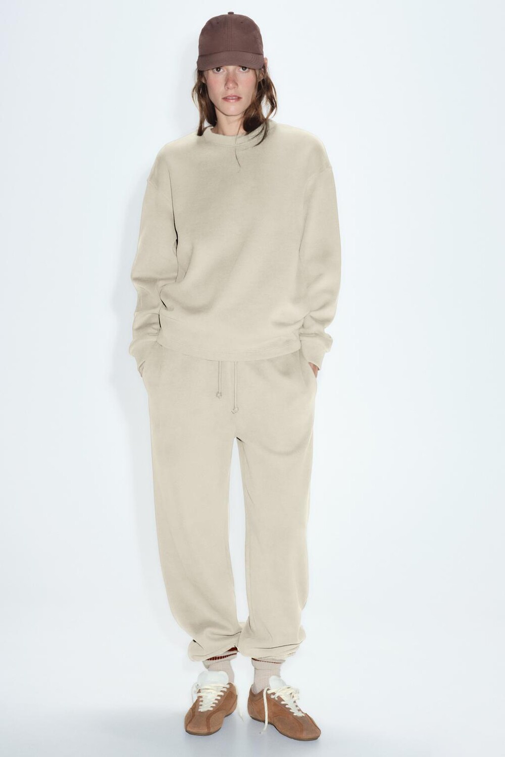 

Мягкие брюки для спорта ZARA, экрю