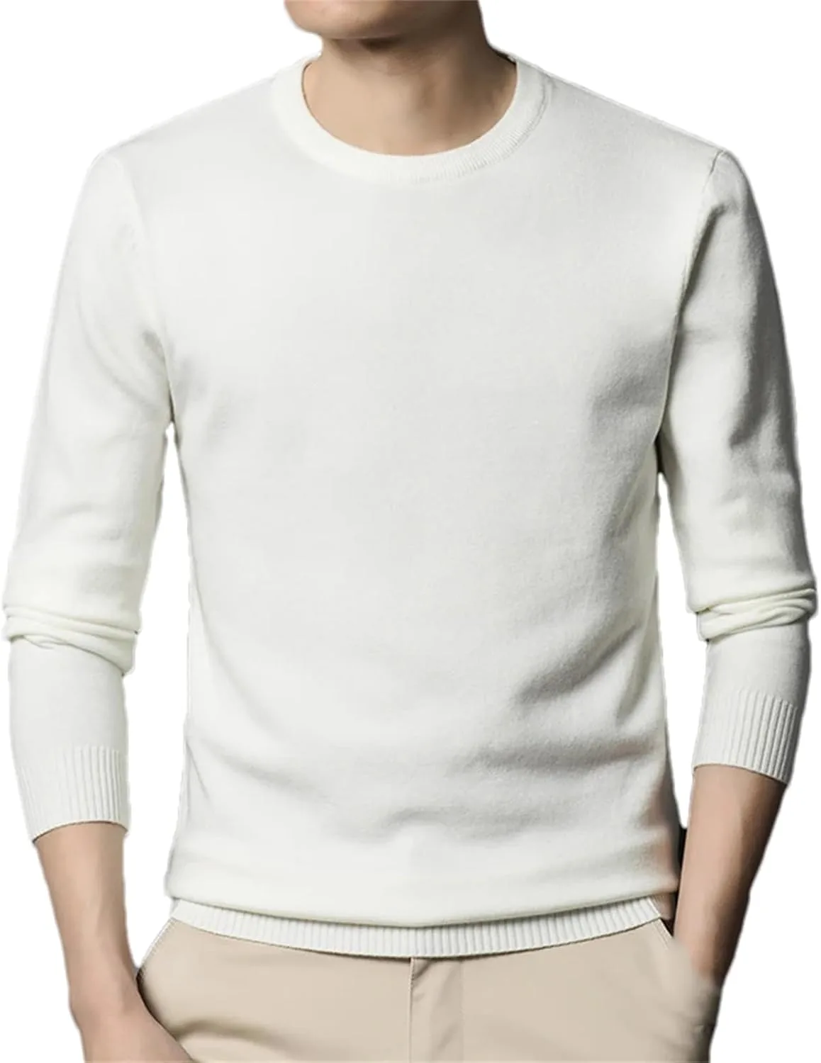 

Свитер мужской теплый круглый вырез шерсть Kelsiop