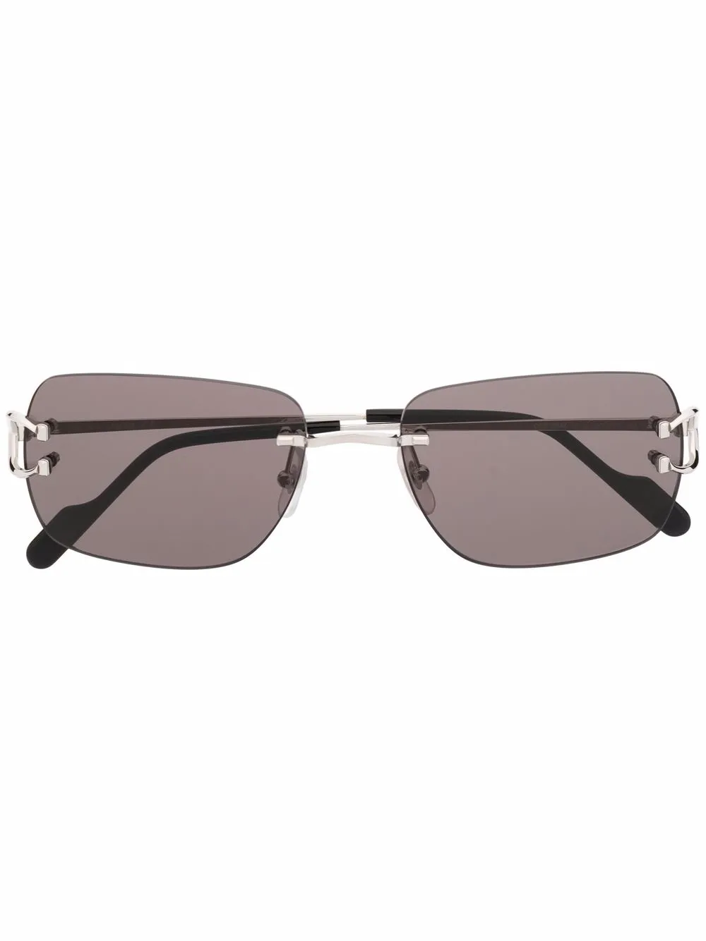 

Солнцезащитные очки в прямоугольной оправе Cartier Eyewear, серебяный