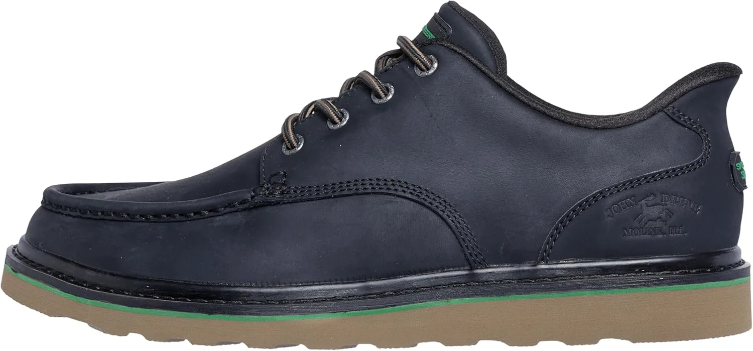 Мужские кожаные мокасины Skechers John Deere Brockman с эластичной застежкой, черный — фото 3