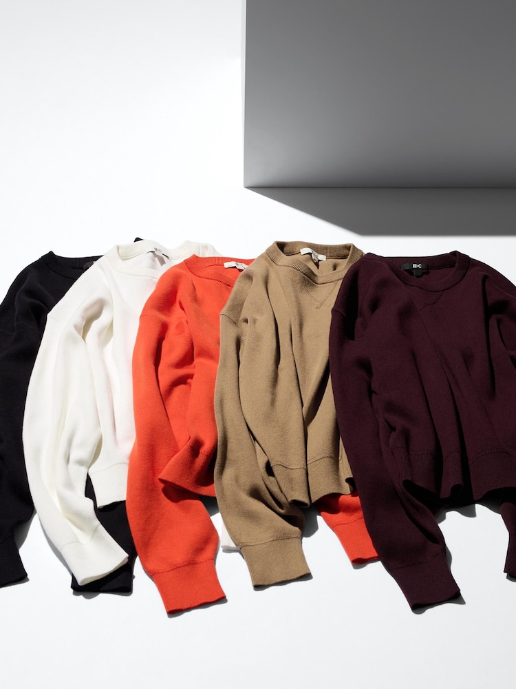 Хлопковый джемпер с круглым вырезом Uniqlo, цвет 19 красный — фото 3