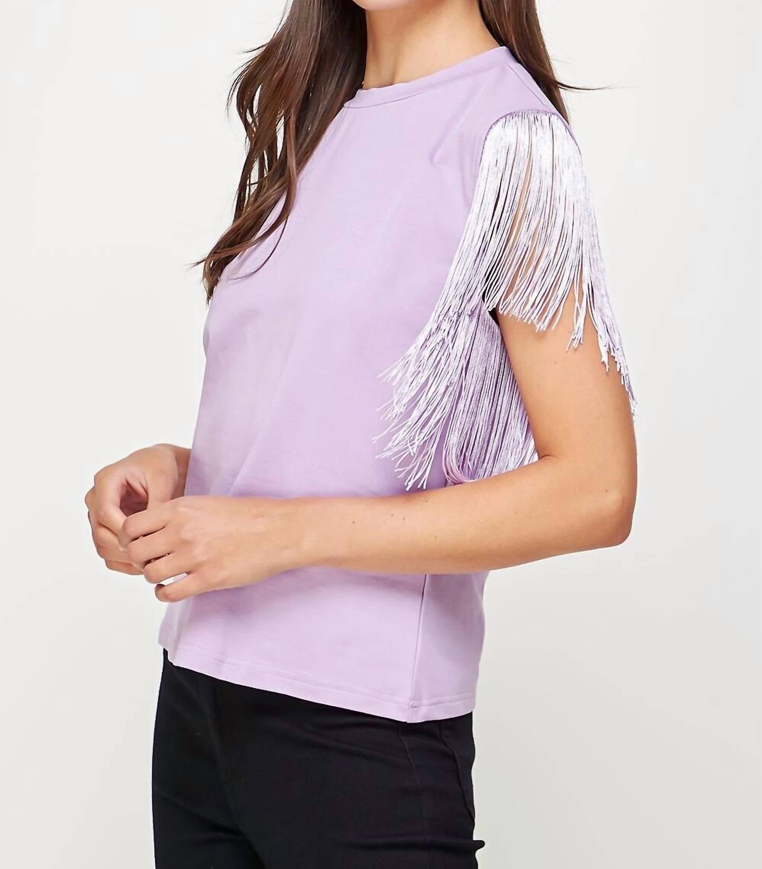 

Футболка с бахромой на рукавах в лавандовом цвете Strut & Bolt