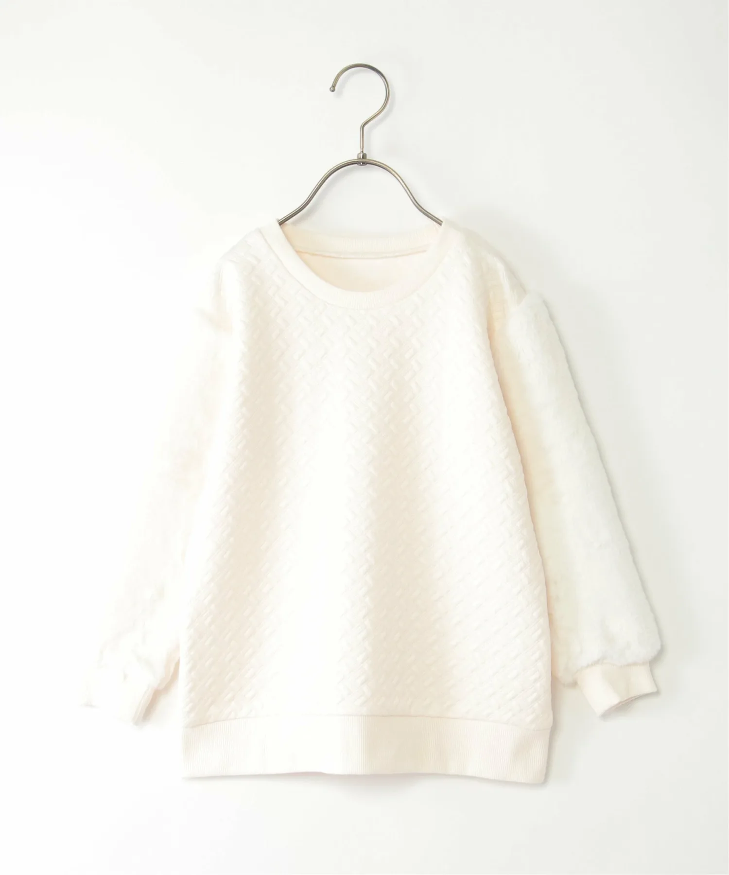 Пуловер из искусственного меха с жаккардовыми рукавами (120-160 см) Ikka, off white
