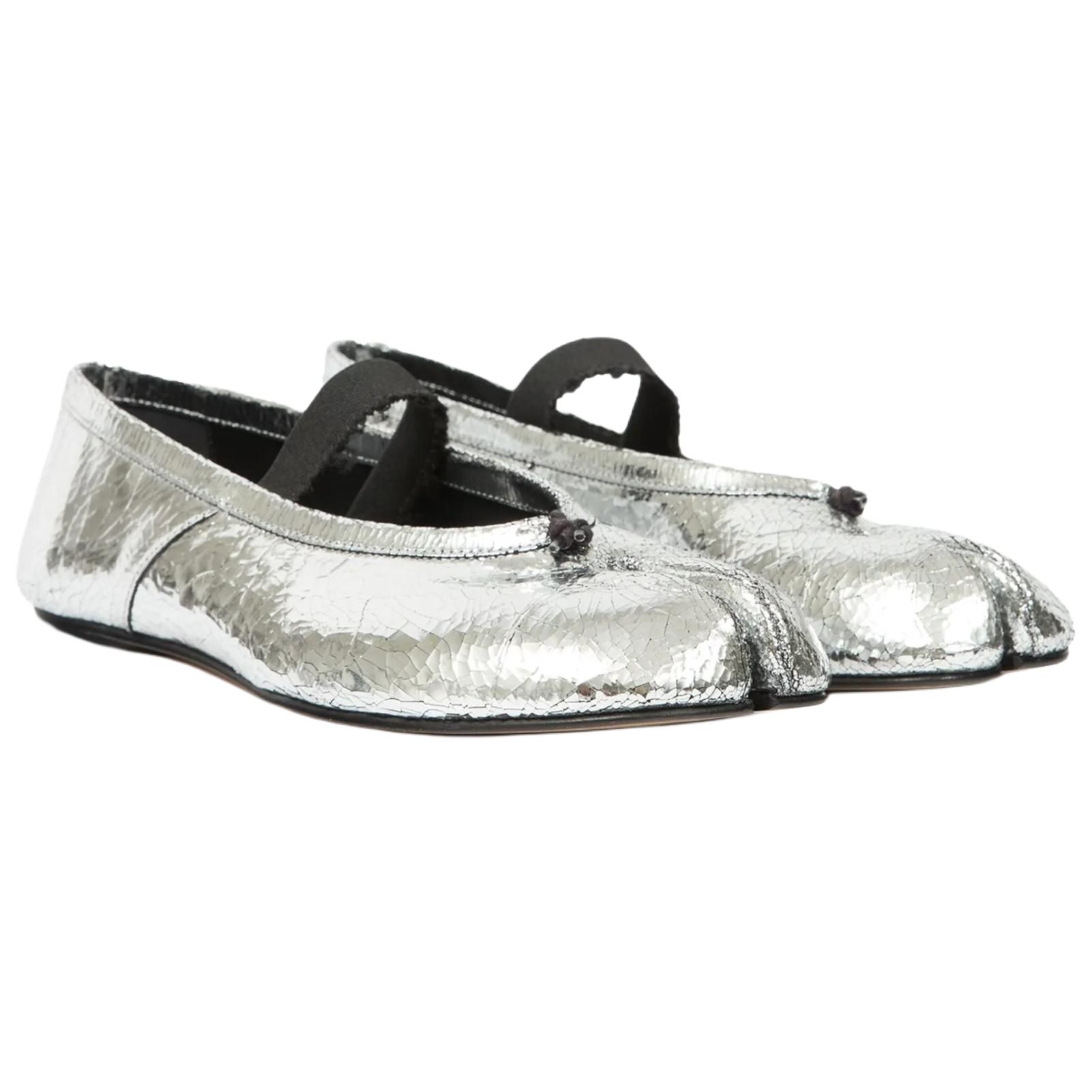 Балетки с раздельным носком для женщин Maison Margiela, серебро — фото 4