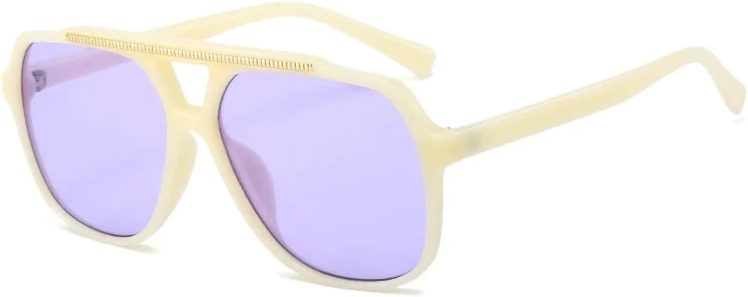 

Женские солнцезащитные очки с двойной перемычкой, модные очки с прозрачными линзами с градиентом Ocean, солнцезащитные очки UV400 для мужчин TVTBBVV, Beige Purple