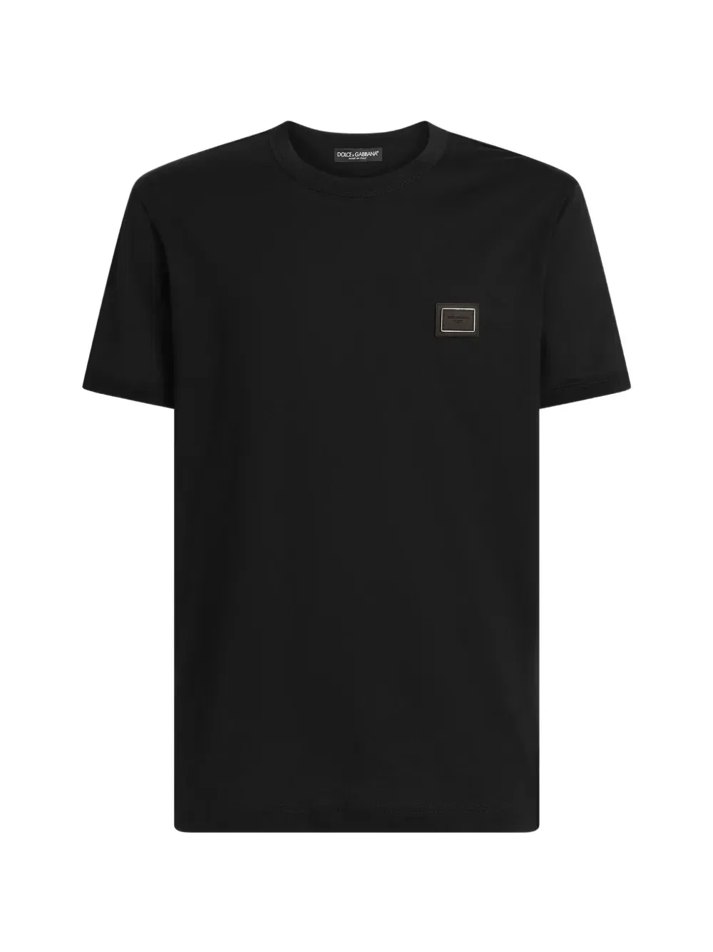 Хлопковая футболка с логотипом-плашкой Dolce & Gabbana, черный