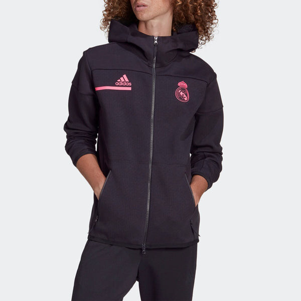 Куртка adidas Real Zne Real Madrid Soccer/Football Sports Hooded Jacket Black, черный — фото 3