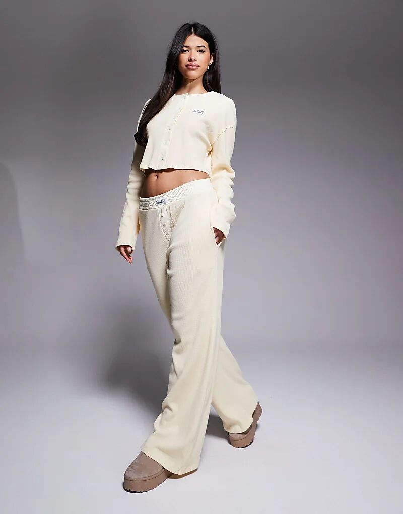 

Широкие вафельные брюки-джоггеры Weekend Collective Co-ord с нейлоном цвета пахты