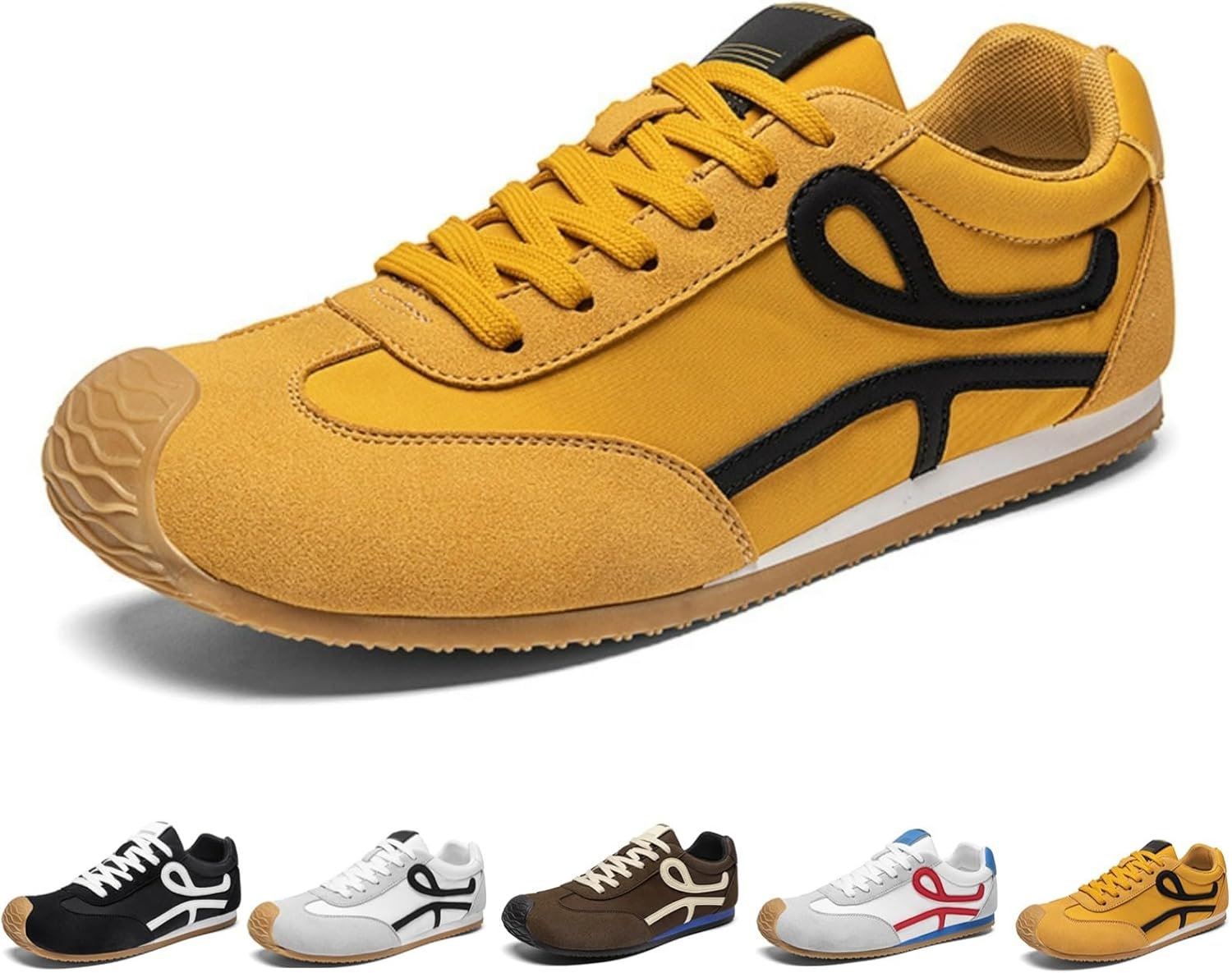 

Мужские ретро-кроссовки со шнуровкой, удобные повседневные теннисные туфли, классические эстетичные прогулочные кроссовки Macefil, желтый