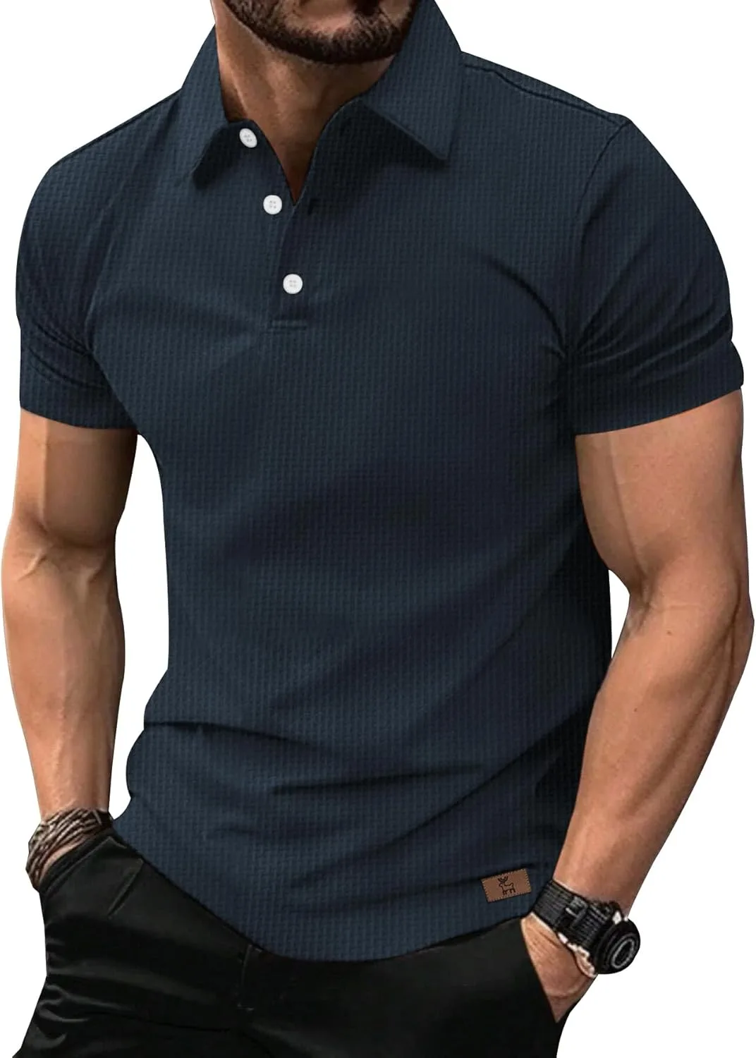 

Мужская поло V VALANCH с фактурной тканью, короткий рукав, легкая