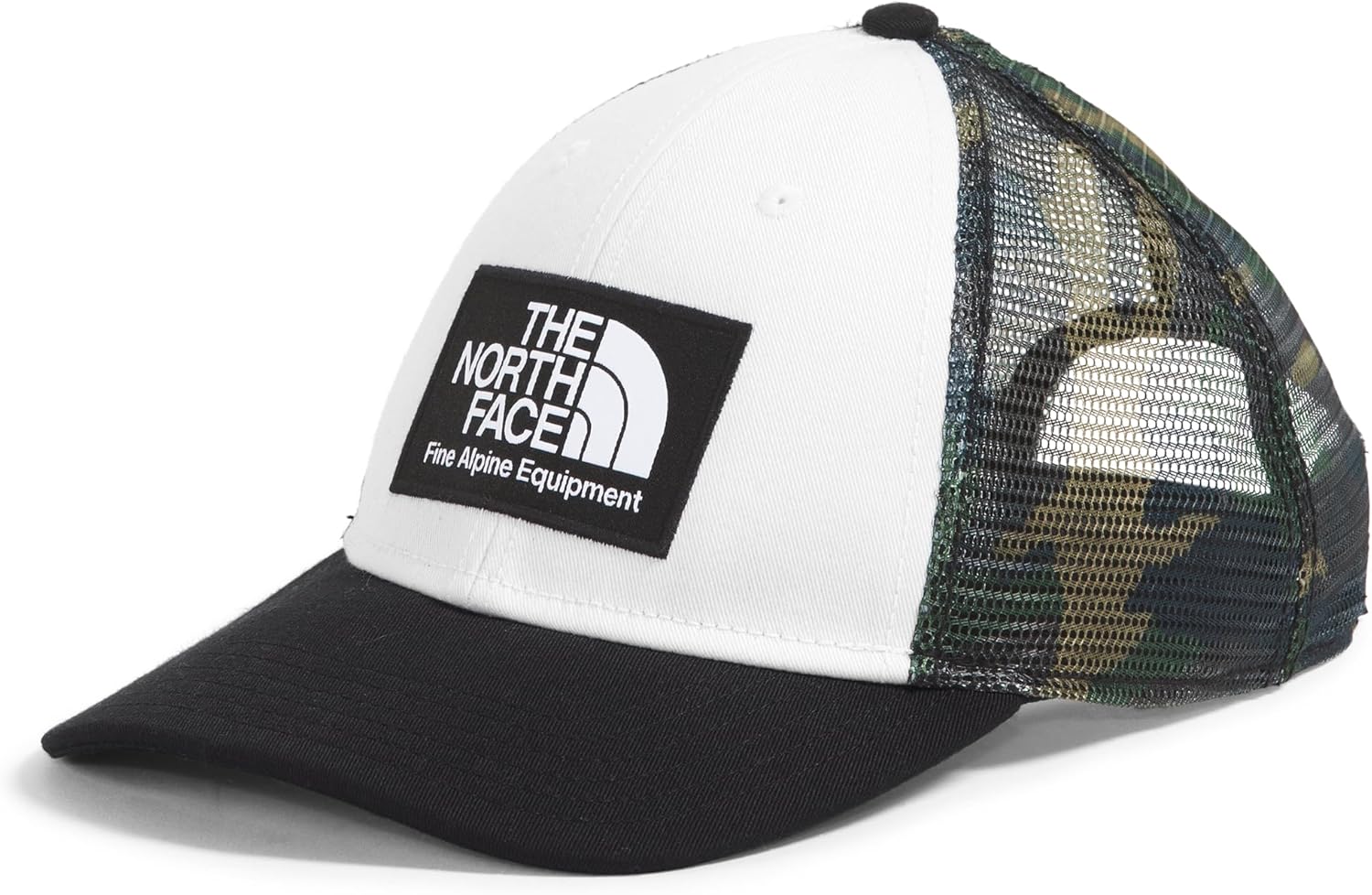 

The North Face Mudder Trucker Baseball Cap | Классическая кепка-снепбэк для мужчин и женщин с FlashDry повязкой от пота, дышащая ткань, TNF Black/TNF White/TNF Black TNF Camo Small Print, One Size