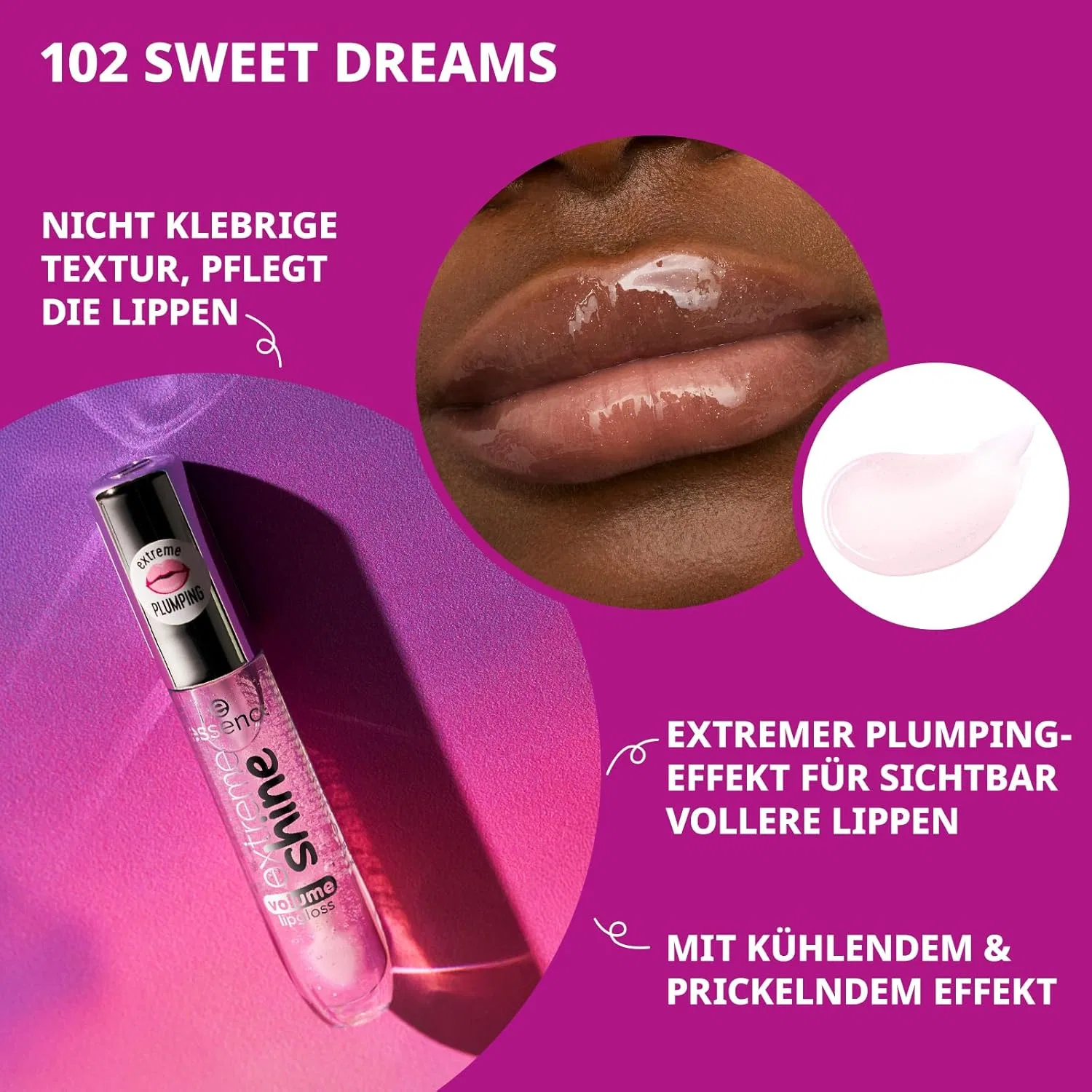 Блеск для губ Essence Extreme Shine Volume, оттенок 102 Sweet Dreams Essence, Pink — фото 4