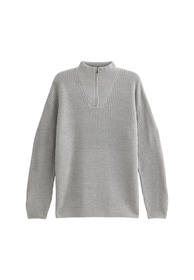 

Джемпер RELAXED QUARTER ZIP TEXTURED New Look, светло-серый