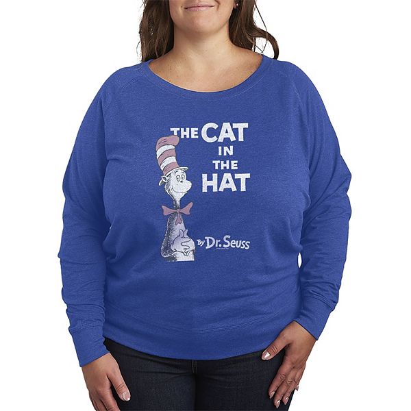 

Футболка с длинным рукавом The Cat in the Hat, Plus Size, из состаренного френч терри Dr. Seuss, Heather Royal Blue