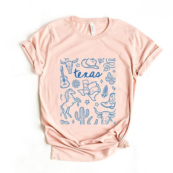 

Футболка с принтом Texas sketched collage Simply Sage Market, Blush