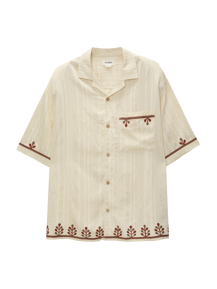 

Повседневная рубашка Pull&Bear Regular fit Button Up Shirt, бежевый