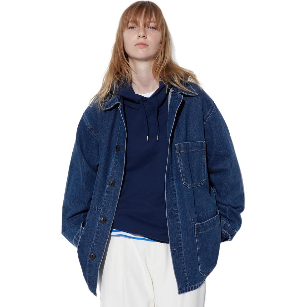 UNIQLO Джинсовая куртка унисекс синяя, 67 Denim Blue — фото 4