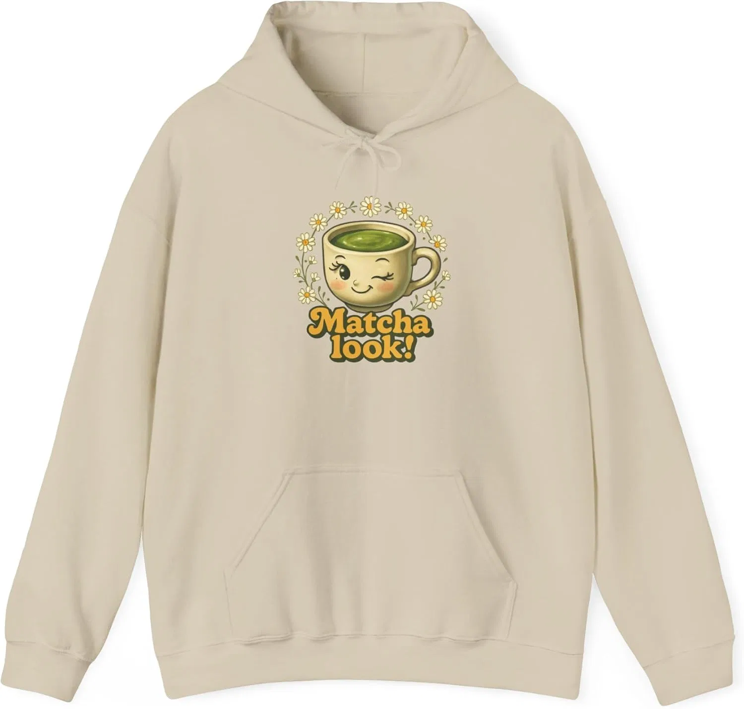 Худи женское с принтом Matcha Look, песочный