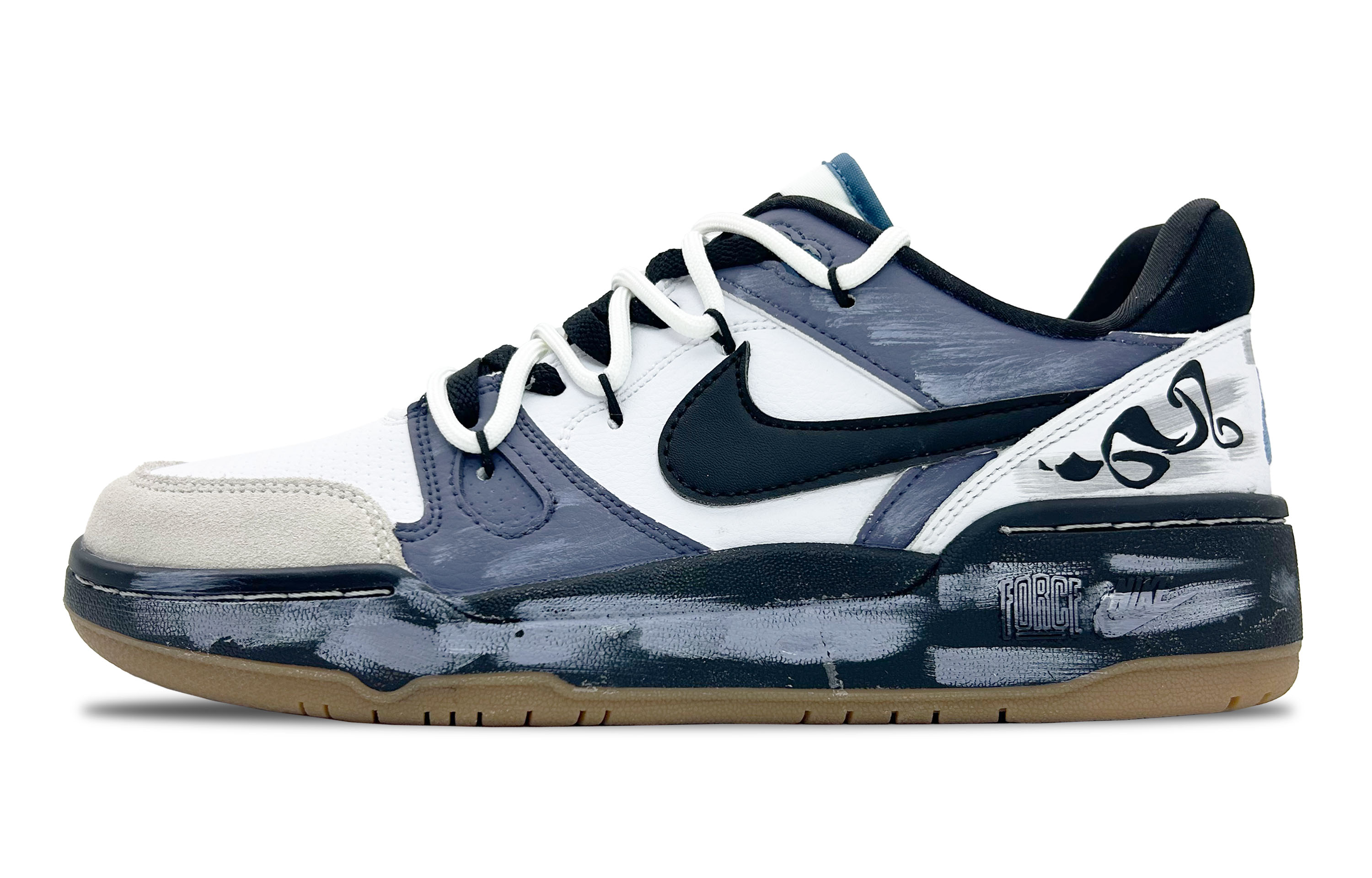 

Nike Кроссовки для скейтбординга Full Force Anti Slip, износостойкие, низкие, мужские, сине-белые