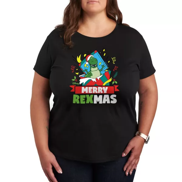 

Женская футболка с принтом «История игрушек» Merry Rexmas Disney / Pixar, черный