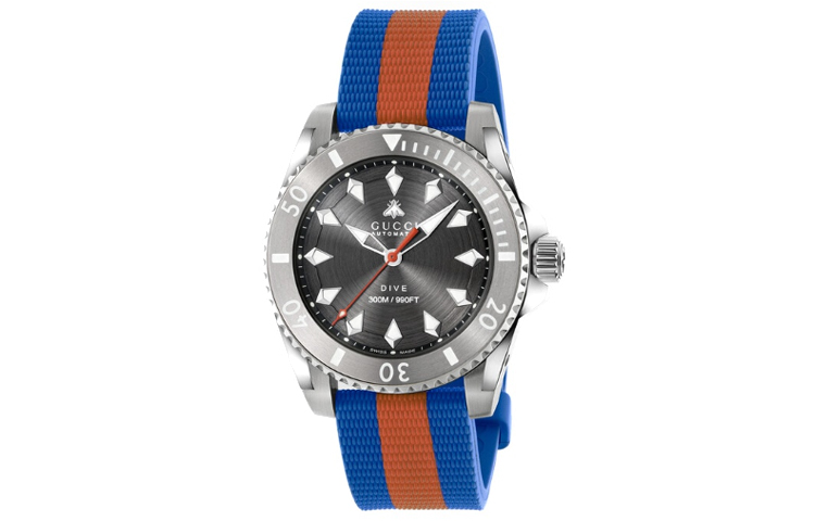 

Часы Dive Collection с автоматическим механизмом, резиновым ремешком, серым циферблатом 40 мм, мужские часы GUCCI