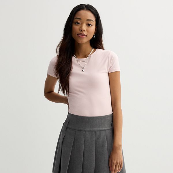 

Боди с коротким рукавом и круглым вырезом для подростков So, Muted Pink