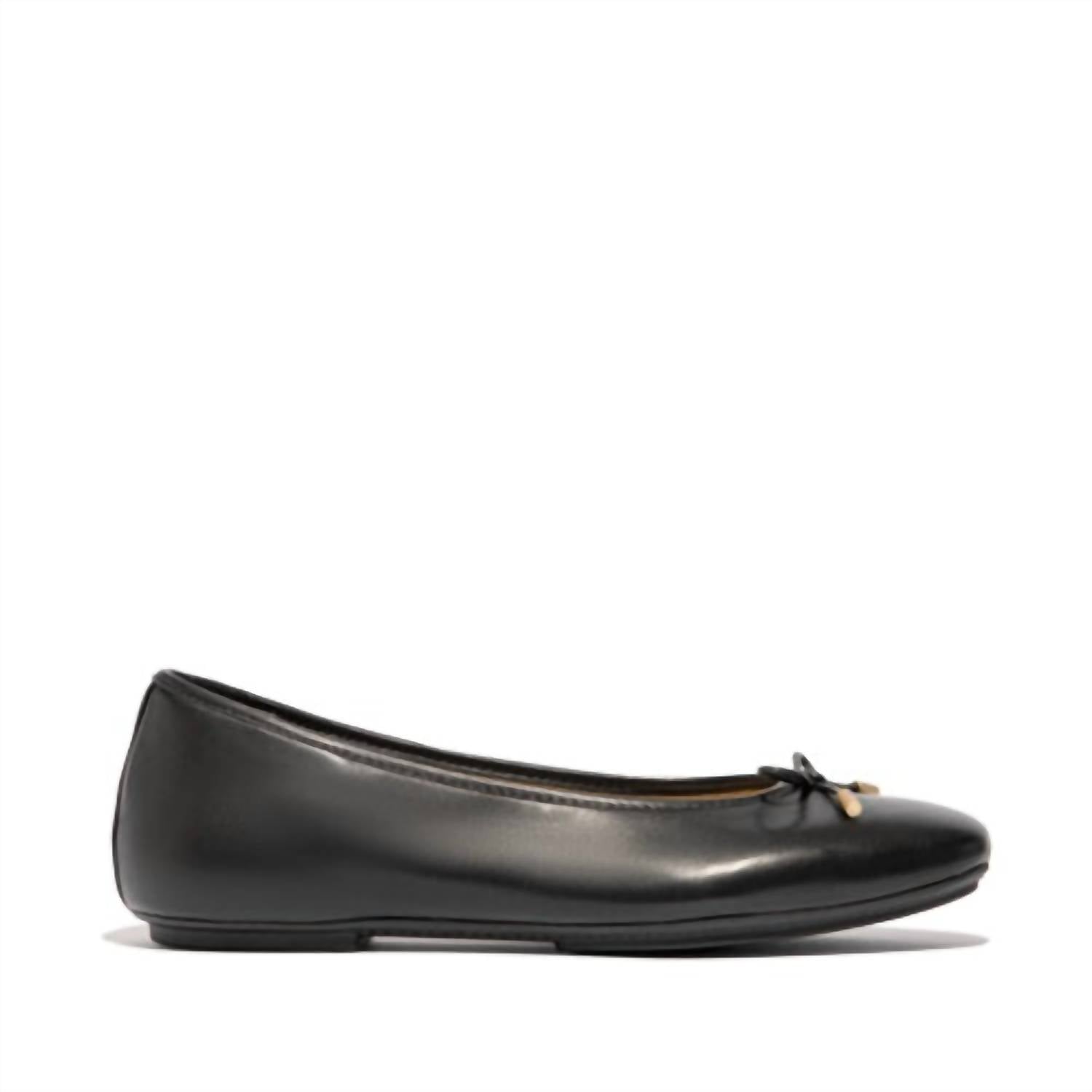Женские балетки Delicato Bow из мягкой кожи черные Fitflop