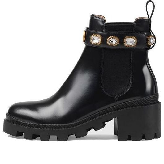 Кроссовки ankle boot with belt 'black leather' Gucci, черный