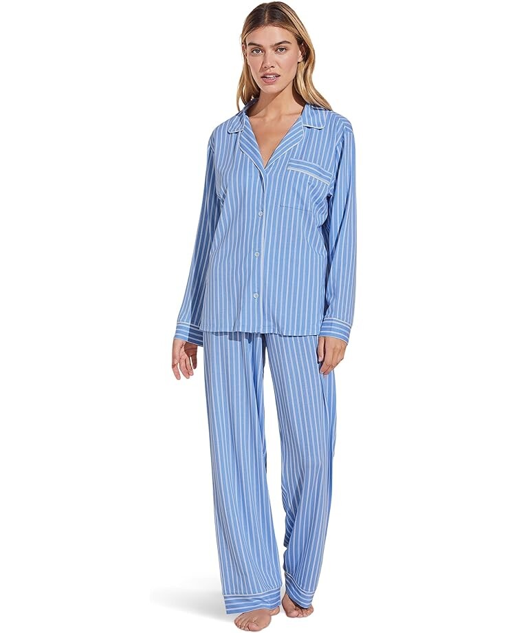 

Пижама Eberjey Gisele Printed - The Long, цвет Nordic Stripes Vista/Blue Ivory