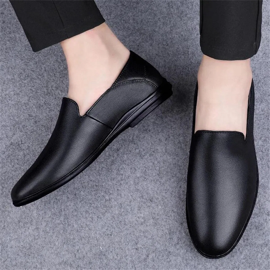 Лоферы кожаные Men Genuine Leather Loafers Slip-On Driving Shoes Soft Sole Casual Business Office, Black — фото 2