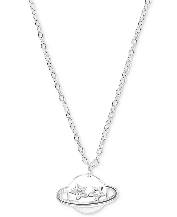 

Ожерелье с подвеской Сатурн из кубического циркония, 13 дюймов + удлинитель 2 дюйма Macy'S, silver