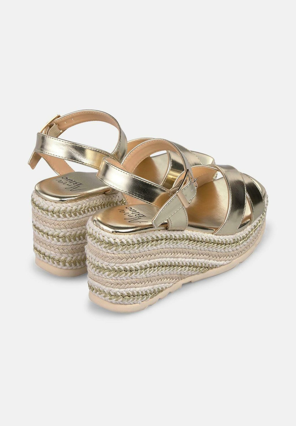 Босоножки на танкетке PUNTERA Y CIERRE CON HEBILLA - High heeled sandals Alma Blue, золотой — фото 3