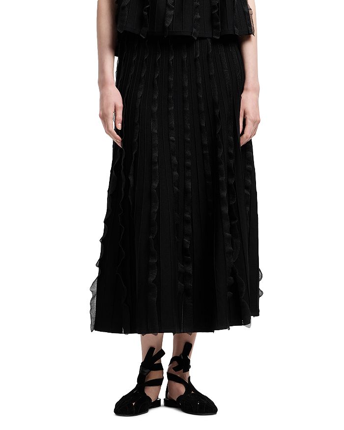 

Юбка миди с румяным мотивом Emporio Armani, черный