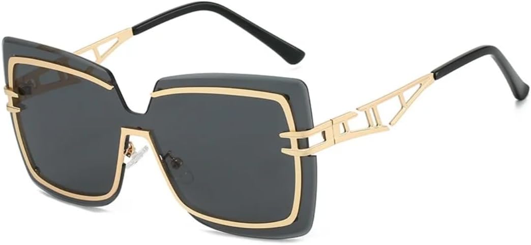 

Роскошные безрамочные солнцезащитные очки с градиентным переходом для женщин, очки с полой оправой для мужчин, модные очки с защитой от УФ-излучения UV400 HHZZYVY, Golden Black