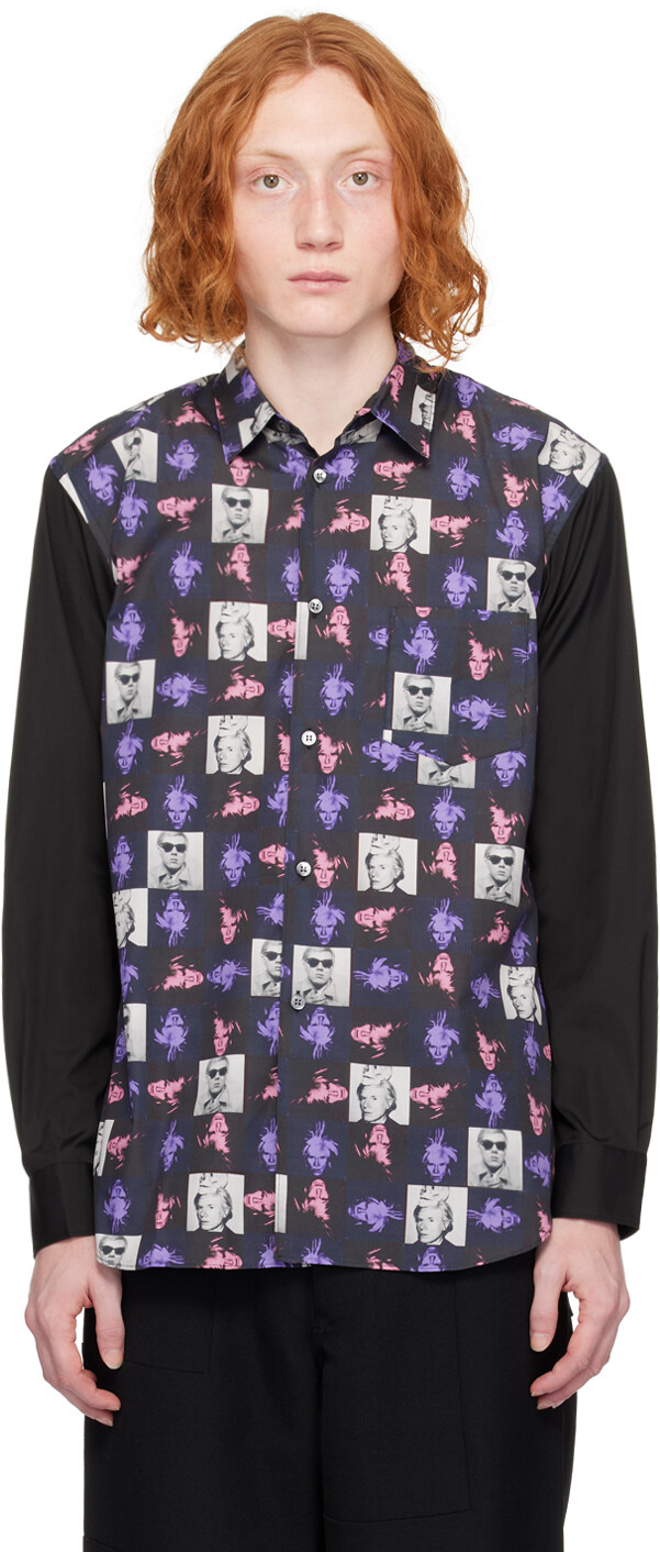 

Черная рубашка с принтом Comme Des Garcons