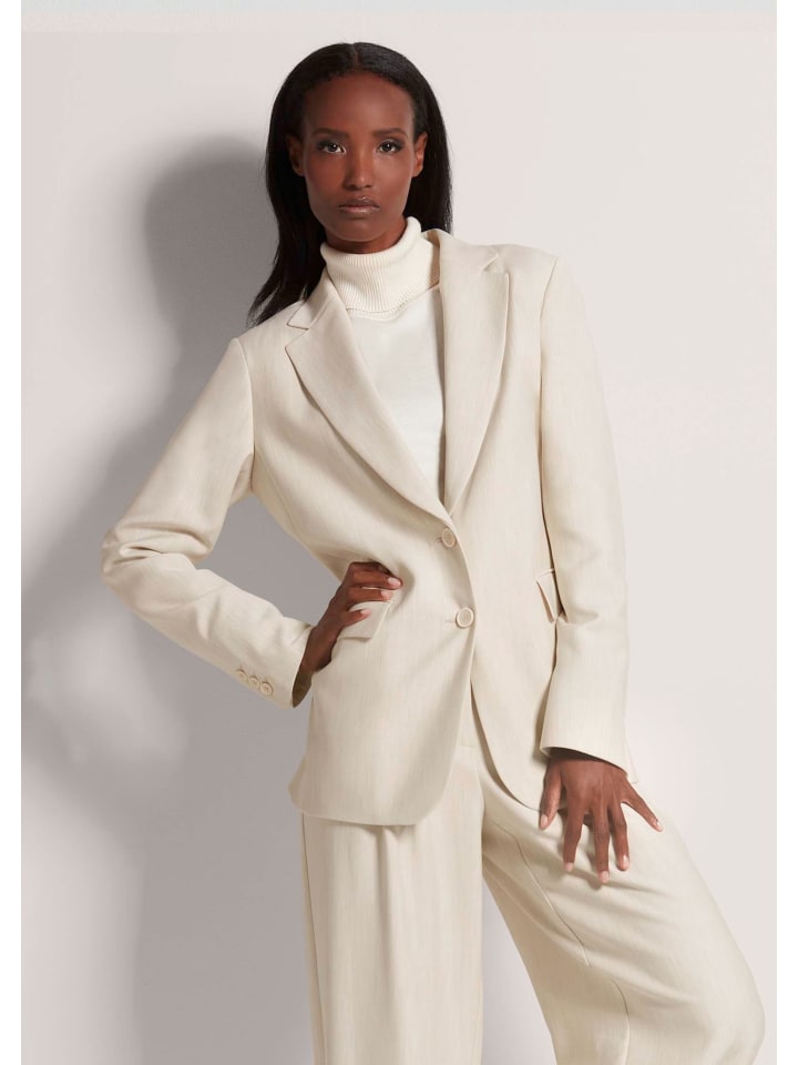 

MADELEINE Однобортный блейзер из эластичной ткани жемчужно-белого / кремового / меланжевого цвета